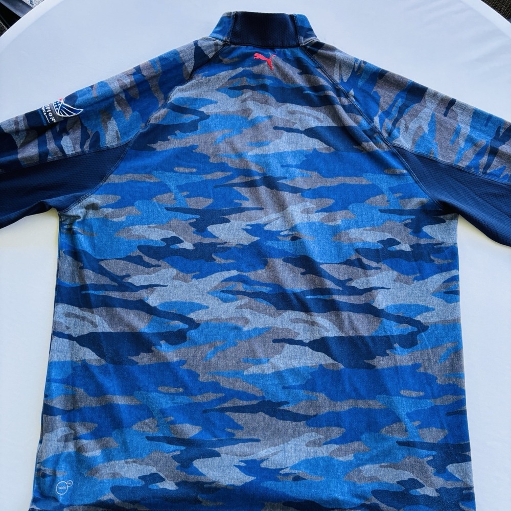 Puma Volition Golf 1/4 Zip Pullover XL Blue Camo Lost City Club USA Flag - Picture 6 of 11